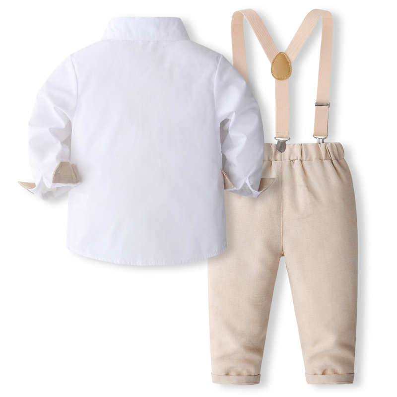 Chlapčenské jarné a jesenné nové obleky, detské šitie, košeľa s dlhým rukávom a nohavice na ramienka, dvojdielne banketové šaty