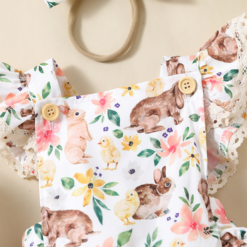 AliExpress Amazon Baby Girl Πασχαλινό λαγουδάκι με δαντέλα και μανίκια, τριπλή στρώση, τρίγωνο για τούρτα, στολή αναρρίχησης + καπάκι