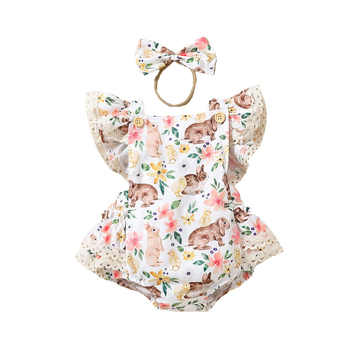 AliExpress Amazon Baby Girl Πασχαλινό λαγουδάκι με δαντέλα και μανίκια, τριπλή στρώση, τρίγωνο για τούρτα, στολή αναρρίχησης + καπάκι