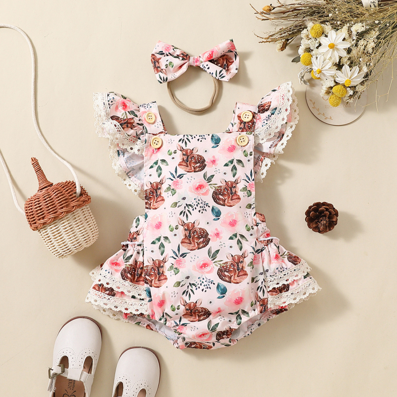 AliExpress Amazon dječje uskršnje zeko s čipkom, letećim rukavima i troslojnim trokutastim penjačkim kostimom za djevojčice + pokrivalo za glavu