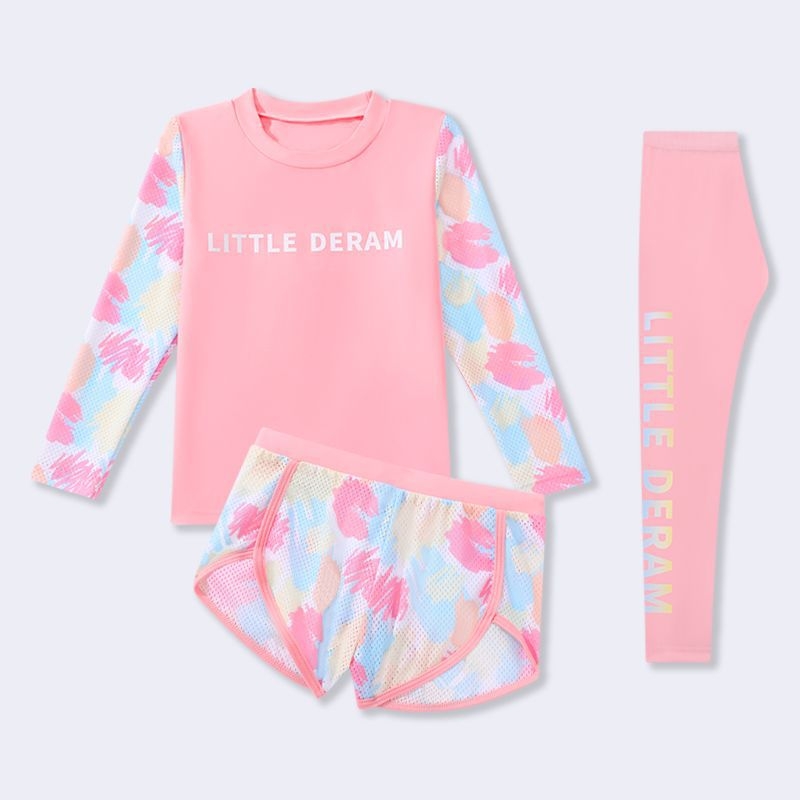 Costume de baie pentru copii pentru fete, mărime mică, medie, mare, costum de baie pentru fete la modă nouă 2025, pantaloni lungi cu mânecă lungă din două piese, costume de baie noi