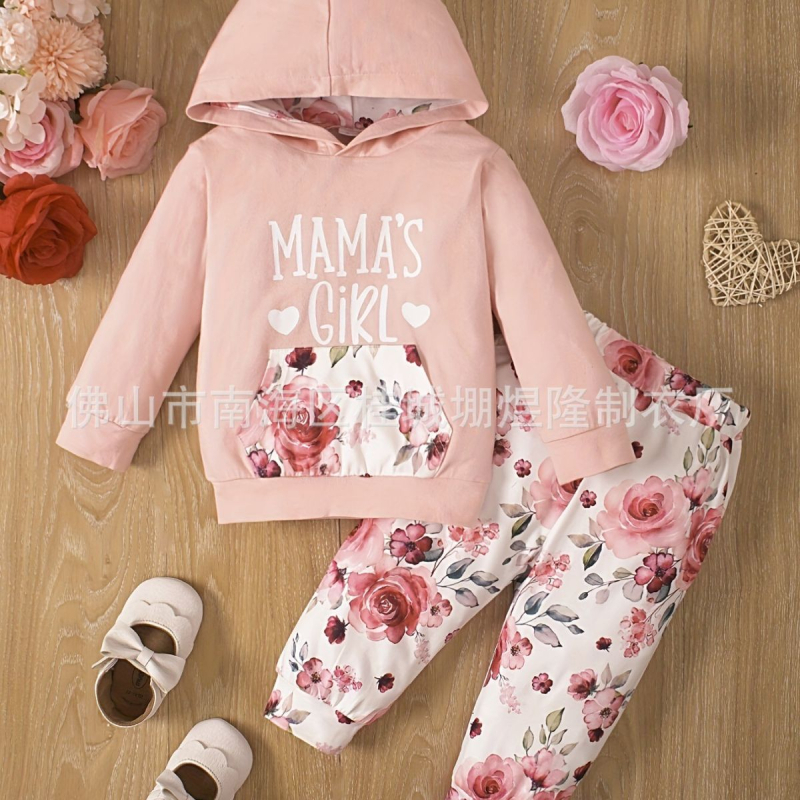 Roztomilý detský módny sveter s dlhým rukávom a potlačou písmen Joker, overal s ležérnymi nohavicami, dvojdielny veľkoobchod