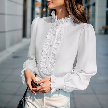 „Amazon“ užsienio prekybos Europos ir Amerikos moteriški drabužiai „Wish Aliexpress“ „Ebay“ marškinėliai su raukiniais, elegantiški, madingi, plius dydžio moteriški ilgomis rankovėmis.