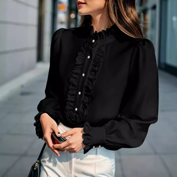 „Amazon“ užsienio prekybos Europos ir Amerikos moteriški drabužiai „Wish Aliexpress“ „Ebay“ marškinėliai su raukiniais, elegantiški, madingi, plius dydžio moteriški ilgomis rankovėmis.