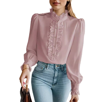 „Amazon“ užsienio prekybos Europos ir Amerikos moteriški drabužiai „Wish Aliexpress“ „Ebay“ marškinėliai su raukiniais, elegantiški, madingi, plius dydžio moteriški ilgomis rankovėmis.