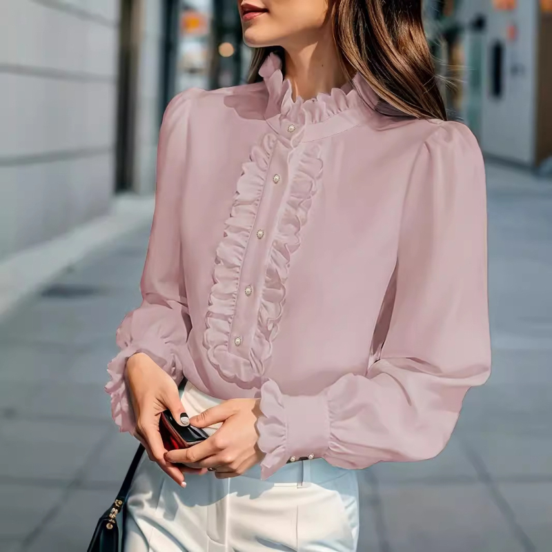 „Amazon“ užsienio prekybos Europos ir Amerikos moteriški drabužiai „Wish Aliexpress“ „Ebay“ marškinėliai su raukiniais, elegantiški, madingi, plius dydžio moteriški ilgomis rankovėmis.