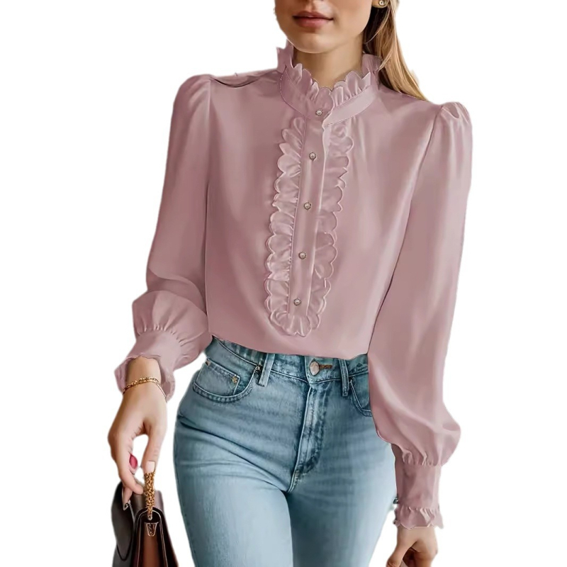 „Amazon“ užsienio prekybos Europos ir Amerikos moteriški drabužiai „Wish Aliexpress“ „Ebay“ marškinėliai su raukiniais, elegantiški, madingi, plius dydžio moteriški ilgomis rankovėmis.