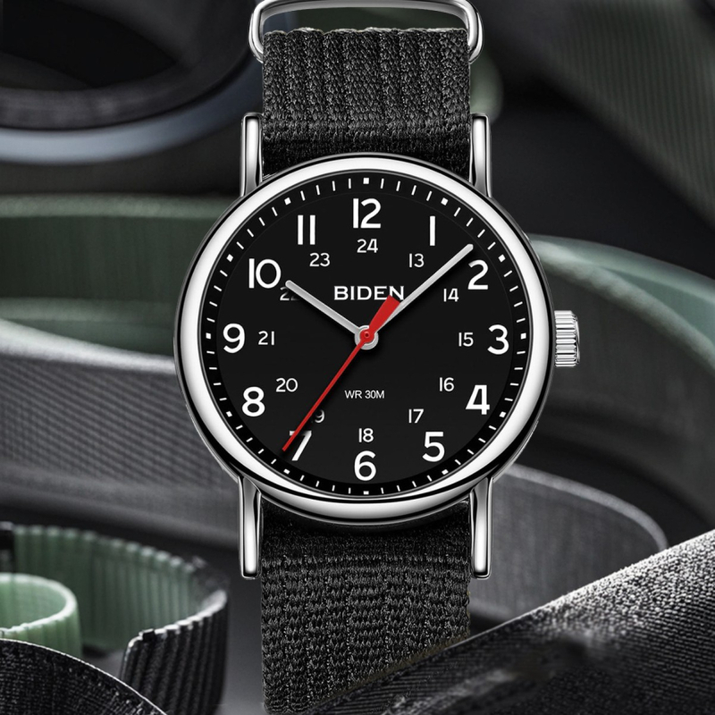 BIDEN āra sporta ūdensnecaurlaidīgu pulksteņu rūpnīcas vairumtirdzniecības Guangzhou rokas pulkstenis neilona jostas kvarca pulkstenis pārrobežu paaudze