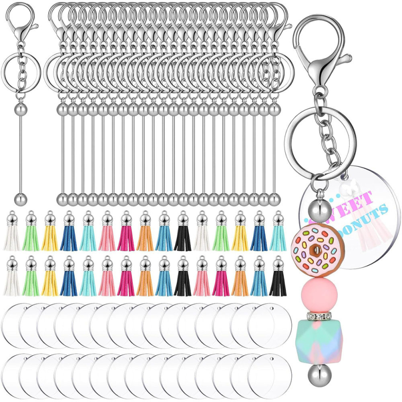 Akrilo karoliukų raktų pakabukas su tuščiaviduriu kostiumo spalvos kutais, raktų pakabukas „pasidaryk pats“ papuošalai, papuošalų krepšiai, aksesuarai