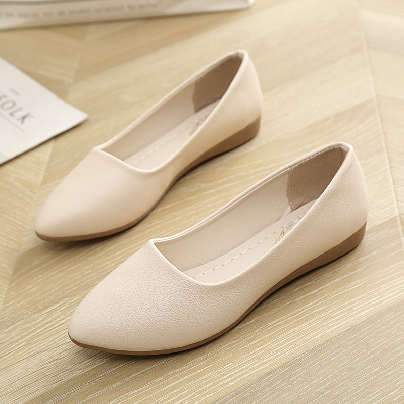 Male jednoslojne ravne cipele iz 2023., nove kožne cipele, ženske špicaste cipele na platformu, univerzalne proljetne profesionalne ravne cipele s niskim prednjim dijelom, ženske cipele