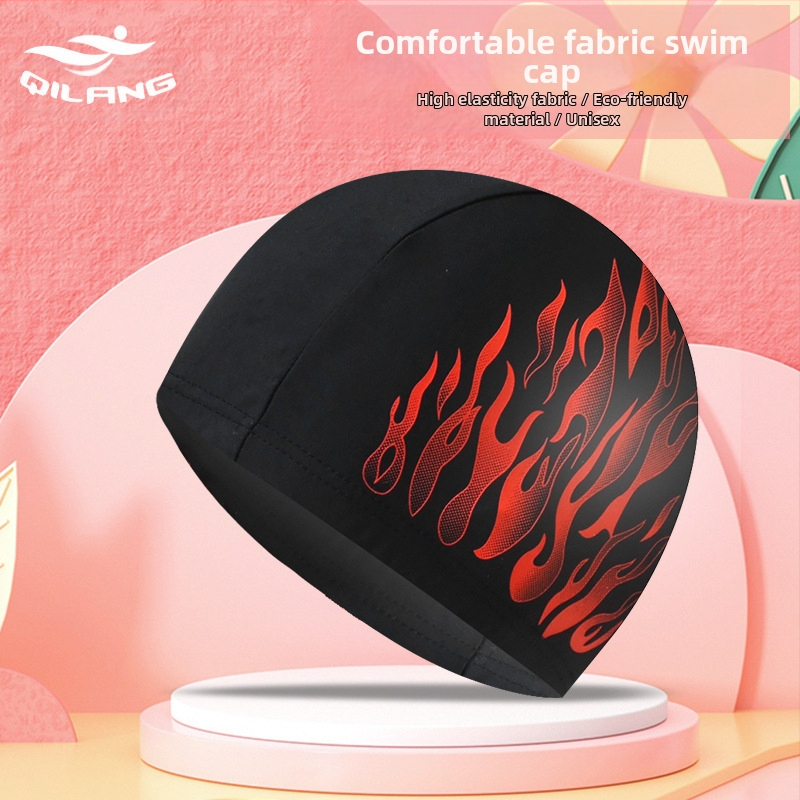 Пламъкова шапка за плуване за възрастни мъже модна печатна защита за уши от найлонова тъкан производители на шапки за плуване на едро