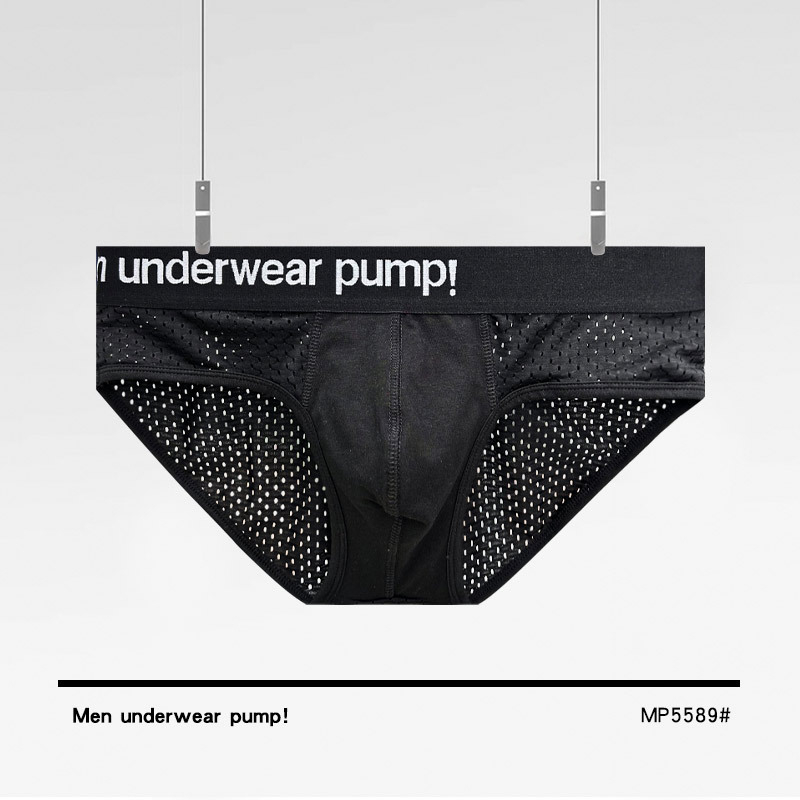 [собствена марка] модерни черно-бели спортни бельо за мъже от куха мрежеста материя с ниска талия, слим крой, младежки