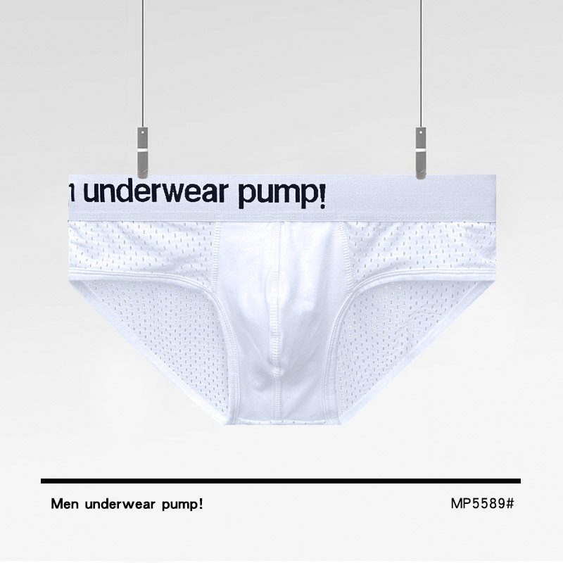 [собствена марка] модерни черно-бели спортни бельо за мъже от куха мрежеста материя с ниска талия, слим крой, младежки