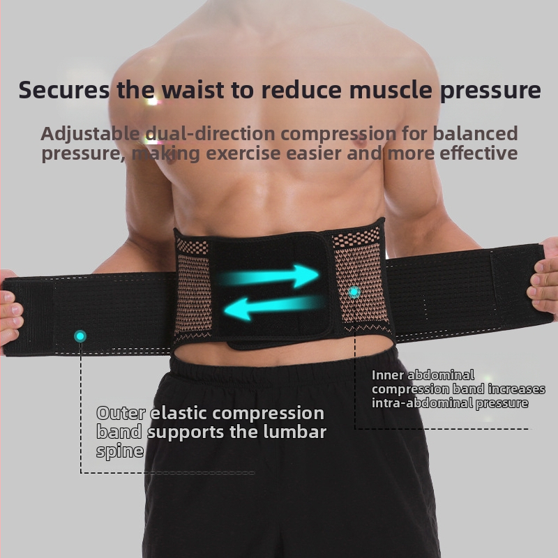 Ochrana pásu z oceľového pletu horizontálneho pletacieho stroja s medenou športovou podporou, ochrana pásu, fitness drep, vzpieranie, tvrdé ťahanie, profesionálny ochranný pás