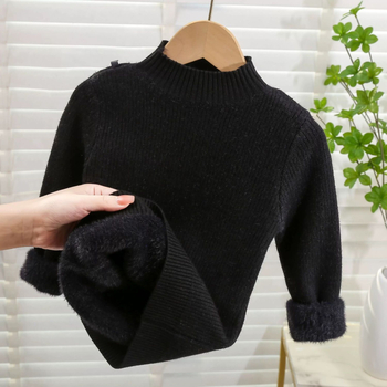 Ολόσωμο βελούδινο πουκάμισο με τελείωμα για μωρά, φθινόπωρο και χειμώνα, χειμωνιάτικο πουλόβερ για αγόρια και κορίτσια, με μισό ψηλό γιακά, εσωτερική επένδυση από φλις