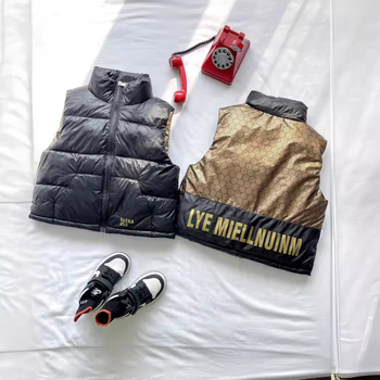 Sügis-talvine must-kuldne grafeenkraega vest laste sule-puuvillast vest sügis-talvine paksendatud soe jope poistele ja tüdrukutele