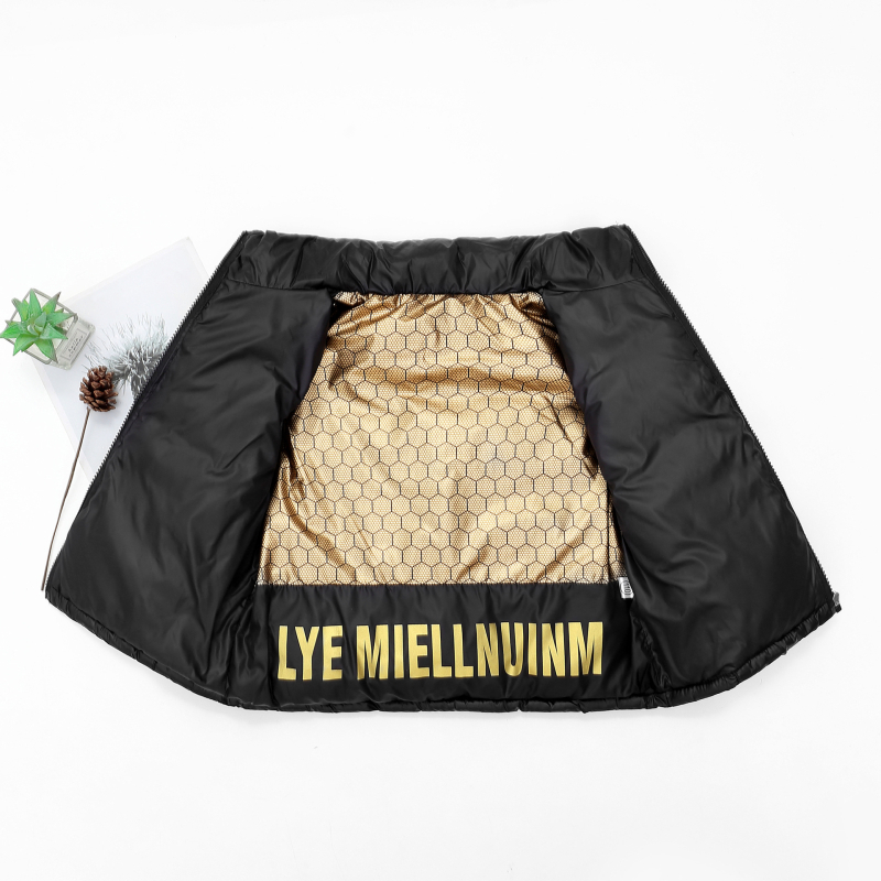 Sügis-talvine must-kuldne grafeenkraega vest laste sule-puuvillast vest sügis-talvine paksendatud soe jope poistele ja tüdrukutele