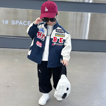 Παιδικά ρούχα παλτό για αγόρια ανοιξιάτικα ρούχα 2024 νέα δροσερά όμορφα παιδικά ρούχα μοτοσικλέτας αγόρια μωρουδιακά ανοιξιάτικα και φθινοπωρινά μοντέρνα μπλούζα