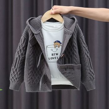 Dječji pleteni kardigan Jesen 2023 Novi dječakov pulover Debeli jesenski i zimski dječji kaput Moderni dječakov pulover
