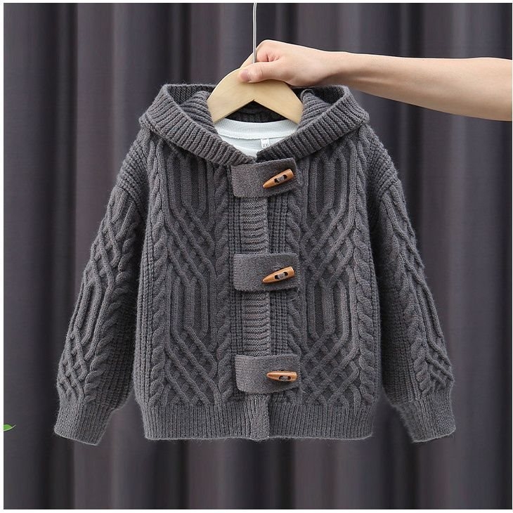 Dječji pleteni kardigan Jesen 2023 Novi dječakov pulover Debeli jesenski i zimski dječji kaput Moderni dječakov pulover