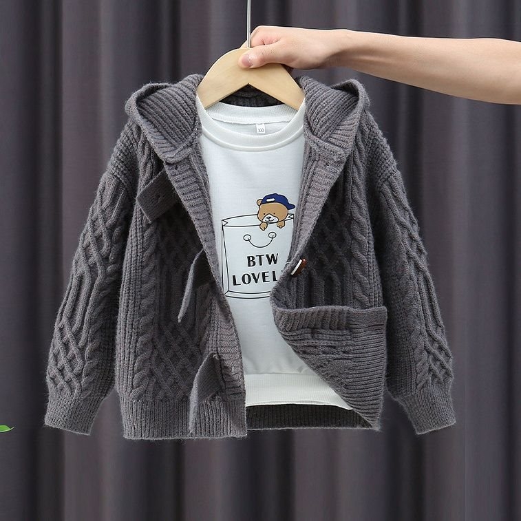 Dječji pleteni kardigan Jesen 2023 Novi dječakov pulover Debeli jesenski i zimski dječji kaput Moderni dječakov pulover