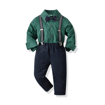 2021 Nové malé a stredne veľké chlapčenské zelené pánske nohavice s dlhým rukávom, menčestrové nohavice, jarné a jesenné ležérne obleky