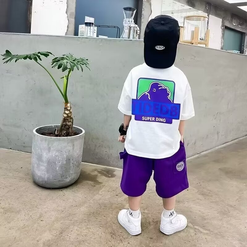 Μπλούζα με κοντό μανίκι για αγόρια 2025 Μοντέρνα παιδικά ρούχα Κομψό καλοκαιρινό φαρδύ παιδικό τοπ για αγόρια