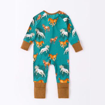 Παιδικά Ρούχα Εξωτερικού Εμπορίου από Ινες Μπαμπού Hakayi Pony με Πλήρη Εκτύπωση και Διπλό Φερμουάρ για Μωρά Hakayi για Νεογέννητα