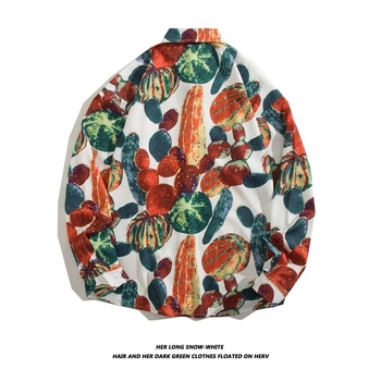 Χονγκ Κονγκ στυλ ρετρό στυλ φλοράλ μακρυμάνικο πουκάμισο για άνδρες και γυναίκες κορεατικό στυλ μοντέρνο ζευγάρι casual χαλαρό πουκάμισο ζωγραφικής λαδιού παλτό φθινόπωρο