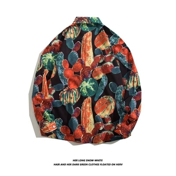 Χονγκ Κονγκ στυλ ρετρό στυλ φλοράλ μακρυμάνικο πουκάμισο για άνδρες και γυναίκες κορεατικό στυλ μοντέρνο ζευγάρι casual χαλαρό πουκάμισο ζωγραφικής λαδιού παλτό φθινόπωρο