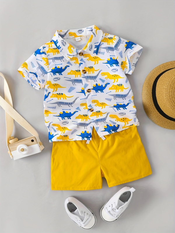 Letné potlačené klopové jednoradové šortky s ležérnym módnym strihom pre chlapčeka Crossborder INS