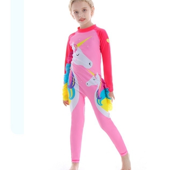Ολόσωμο μαγιό για κορίτσια, Παιδικό μαγιό με αντηλιακή προστασία, Παιδικό μαγιό που στεγνώνει γρήγορα, Χαριτωμένο ροζ μαγιό με μακριά μανίκια για κορίτσια
