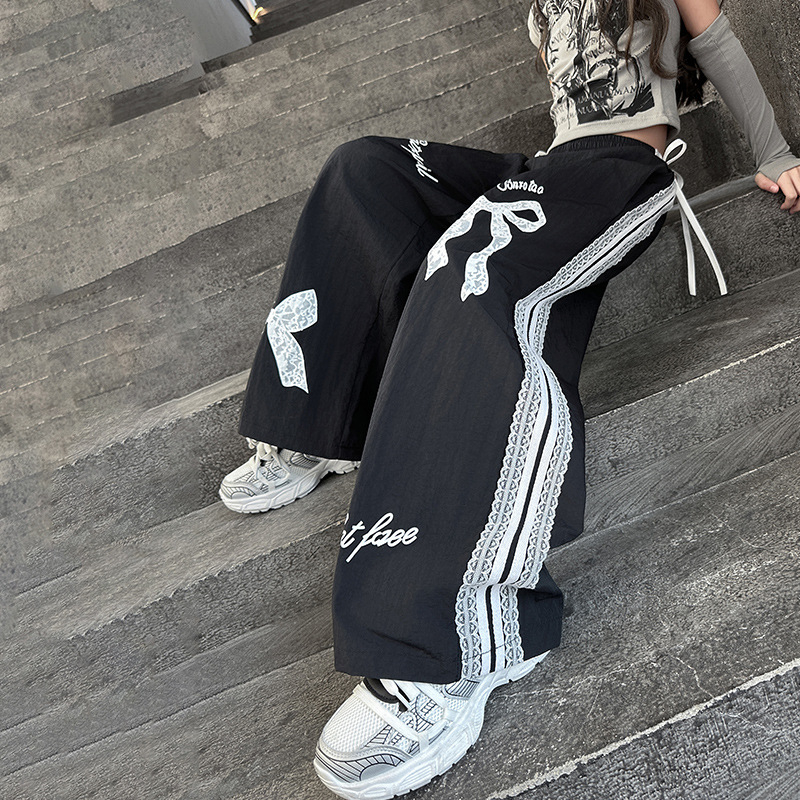 Tüdrukute kevad- ja sügislaiad püksid 2025. aasta uued moodsed Korea stiilis trendikad lahtised vabaaja tänavatantsupüksid vanematele lastele