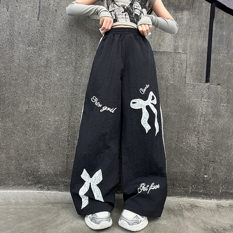 Tüdrukute kevad- ja sügislaiad püksid 2025. aasta uued moodsed Korea stiilis trendikad lahtised vabaaja tänavatantsupüksid vanematele lastele