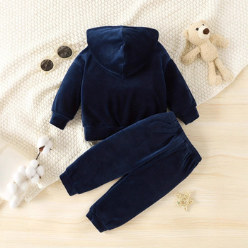 Διασυνοριακό INS μωρό αγόρι άνοιξη και φθινόπωρο με κουκούλα πουκάμισο με μακριά μανίκια Αρκούδα παντελόνι Κορεάτικο κοστούμι μόδας μόδας