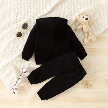 Διασυνοριακό INS μωρό αγόρι άνοιξη και φθινόπωρο με κουκούλα πουκάμισο με μακριά μανίκια Αρκούδα παντελόνι Κορεάτικο κοστούμι μόδας μόδας