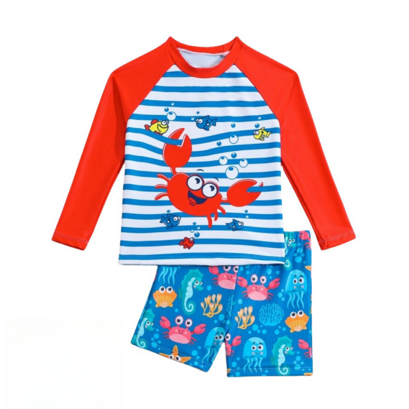 Crtani slatki dječji kupaći kostim, Split Boy's Small and Srednje veličine Children's Short Rukavici, Kupaći kostim s kratkim rukavima, Konzervativni kupaći kostim za dječake