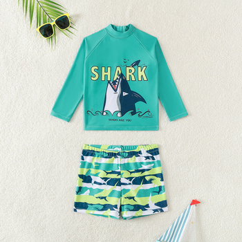 Ljetni novi dječački kupaći kostim s podijeljenim morskim psom, dječji kupaći kostim dugih rukava za zaštitu od sunca, hlače, korejsko odijelo za surfanje za bebe