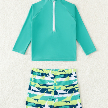 Εξωτερικού Εμπορίου Καλοκαιρινό Νέο Αγόρι Μαγιό Split Shark Παιδικό Μαγιό με Μακρυμάνικο Αντιηλιακό Παντελόνι Κορεάτικο Παιδικό Σορτς για Σέρφινγκ