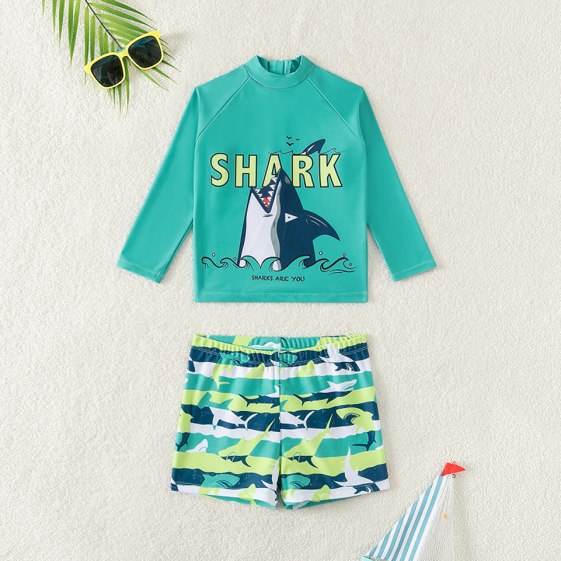 Ljetni novi dječački kupaći kostim s podijeljenim morskim psom, dječji kupaći kostim dugih rukava za zaštitu od sunca, hlače, korejsko odijelo za surfanje za bebe