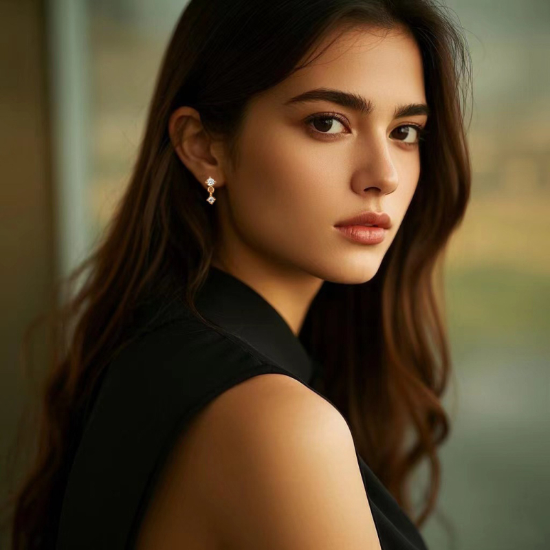 Eiropas un Amerikas Savienoto Valstu pārrobežu S925 sudraba auskari, apzeltīti auskari, modes auskari, sieviešu cirkona piekaramie auskari, 2025. gads, jauns