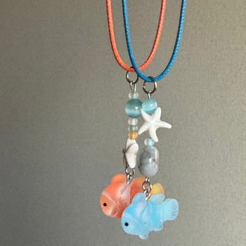 Κολιέ με άτακτο ψάρι-κλόουν σε σχήμα μπλε παγετώνα, γυναικείο μενταγιόν με χάντρες από οπάλιο, αλυσίδα, αλυσίδα κλείδας