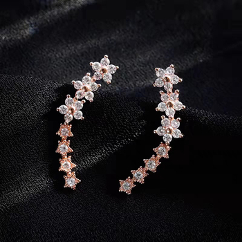 S925 hõbedast lillelise tähekujulised kõrvarõngad, naiste niši disainiga kõrvarõngad, lihtsad külma tuule kõrvarõngad, juuste põlvkond