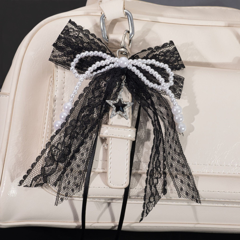 Panglică de balet cu stele și dantelă pentru fete, cu panglică albă și breloc, accesorii pentru geantă, pentru fete, de Ziua Îndrăgostiților