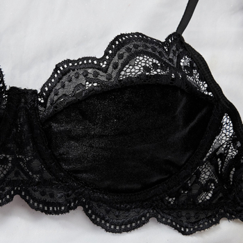 Amazon AliExpress Φθινόπωρο και Χειμώνας Βελούδινα Εσώρουχα με Δαντέλα και Ραφή, Push-up Στήθος, Σέξι Εσώρουχα, Σετ Δύο Τεμαχίων