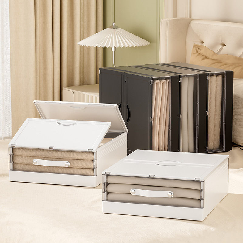 Buitinis sulankstomas nešiojamas keturių dalių komplektas, klasifikuojamas nuo dulkių, sezoninė antklodės užvalkalo, paklodės, antklodės laikymo dėžutė