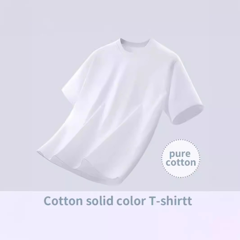 Ανδρικό T-shirt από καθαρό βαμβάκι σε διασυνοριακή αμερικανική έκδοση, καλοκαιρινό, λεπτό, χαλαρό, νεανικό, μονόχρωμο, αθλητικό, άνοιξη και φθινόπωρο, σε all-match τοπ