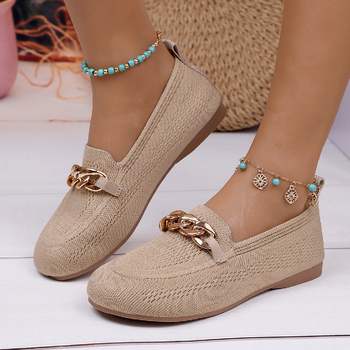 Europske i američke plus size ležerne cipele s lancem za žene, ravne prozračne mrežaste cipele