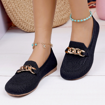 Europske i američke plus size ležerne cipele s lancem za žene, ravne prozračne mrežaste cipele