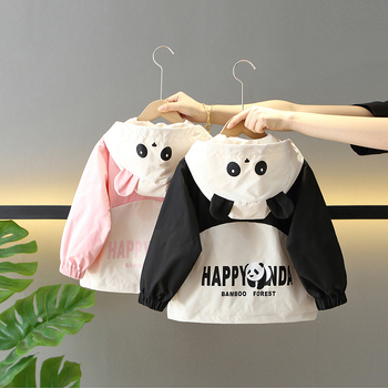 Jarné a jesenné detské bundy pre chlapcov, dievčenské ležérne oblečenie v kórejskom štýle s roztomilou potlačou, tenké bundy s dlhým rukávom v farebných blokoch, krátky štýl